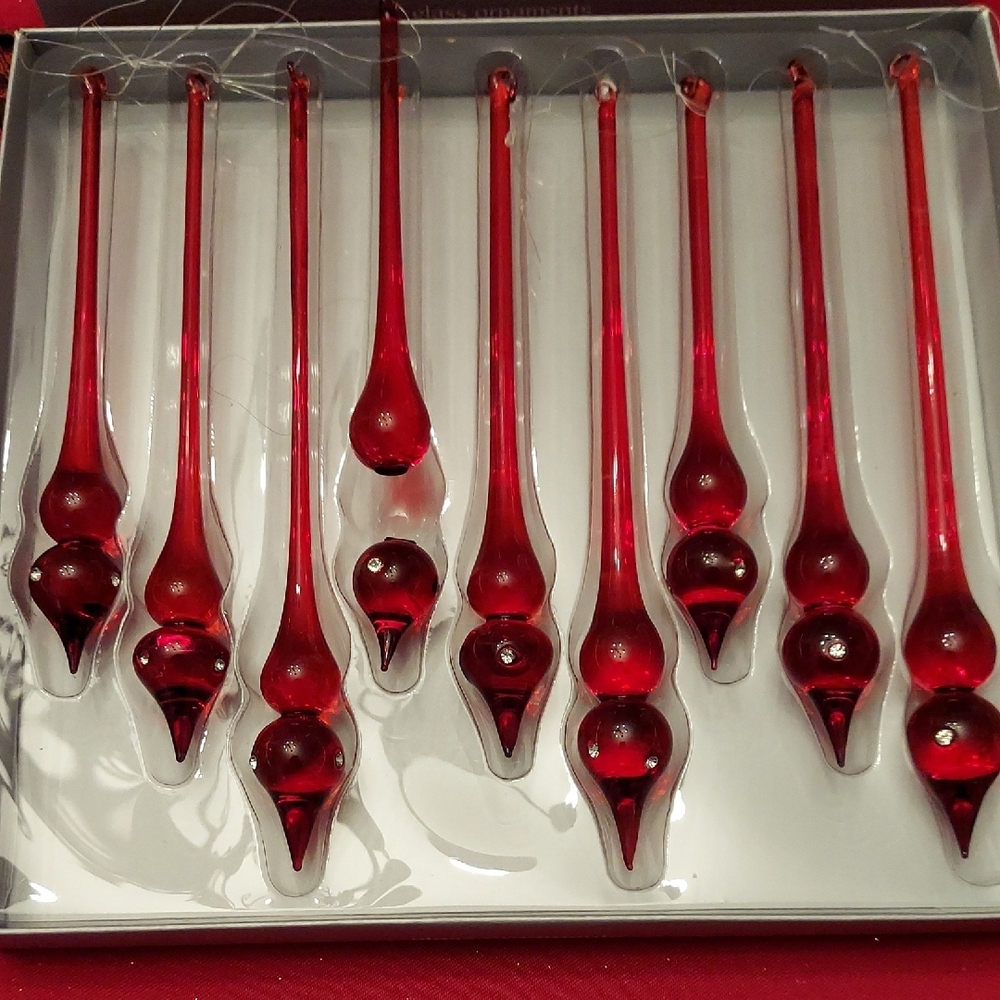 Pier 1 Red Glass Holiday Ornaments Set - Picture 2 of 5